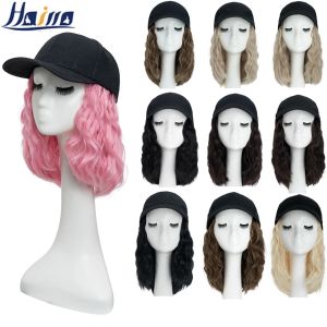 Snapbacks Hairro Short Synthetic Fluffy Natural Wave Wavy Curly Hair Wigs Extensions With Hat Baseball Cap Naturally Connect Hat Wig