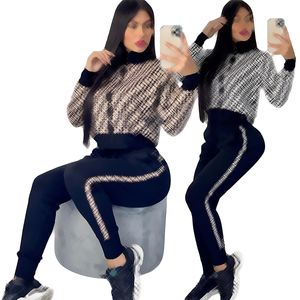 Imprimir calças de duas peças fatos de treino das mulheres zip jaqueta e bottoms conjunto casual sweatsuits navio livre