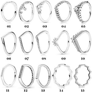 2024新しい最新のシルバーリングウィッシュスパークリングスタイルジグザグシリーズカップルリングマッチングリング