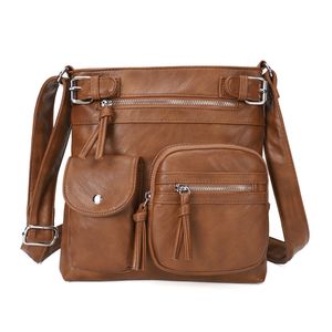 PU Square Crossbody Bag Cüzdanlar Kadınlar için Çok Deri Cep Omuz Çantaları Lüks Çantalar Seyahat Çantalar Crossover Crossover Sold Sırt Kahverengi Moda Mesaj