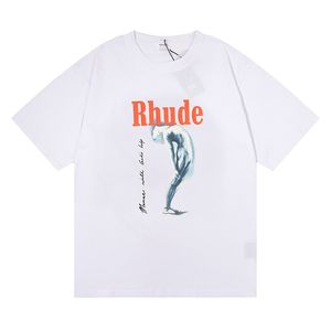 Rhude ShortsトラックスーツデザイナーTシャツRhudeショートレターブラックホワイトグレーRhudeショートサマーファッションコットンコードRhude TシャツCoatwomen Polo Shirt C4a