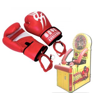 Games World Boxing Championship Power Test Arcade Game Machine Thick Sponge Red Gloves Bring Spring Rope