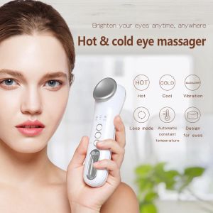 Massageador tinwong aquecido quente e frio massageador de olhos varinha de massagem vibratória varinha elétrica para olheiras e inchaço dos olhos reviver a fadiga.