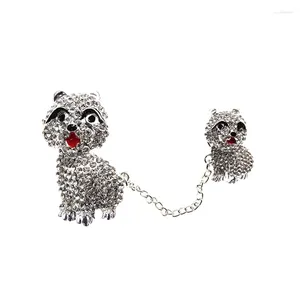 Broszki 100pcs moda metal dwa seryjne pies kryształowy kryształowy broszek zwierzęcy do dekoracji prezent/impreza