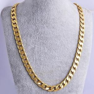 Real 18k yellow gold filled mens necklace 23 6 Chain Set Birthday Gift277q