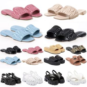 GAI 2024 Espadrille Designer for Women Sandals Slippers Miui Platform Black Pink Womens Girl Matelasse Nappa Leather Slides Fashion Outdoor