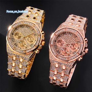 8458 Relógio de moda de luxo ouro completo diamante relógio Bling Hip Hop relógios de ouro masculino