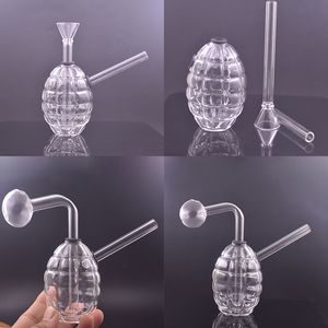 Wholesale mini creative hookah Vial 3D antitank grenade Shape water dab rig tobacco dry herb bong pipe Removable Bubbler waterpipe glass oil burner bongs for smoking