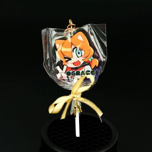 Chains Vograce Clear Cute Characters Custom Lollipop Pendant Key Chain Anime Holographic Acrylic Keychain