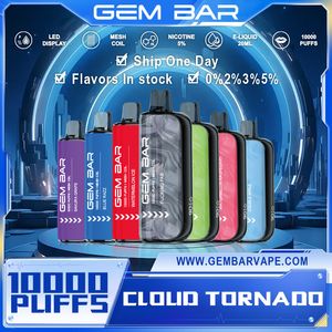 2024 neuester Einweg-Vape E-Cig 20ml Pod 650 mAh wiederaufladbare Batterie China Authentische Großhandel Dampfs Puff 7K Edelstein-Bar 10000 P 10k Puffs mit RGB-Licht und Maschenspule