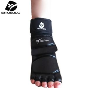 Products New WT Taekwondo PU Leather Foot Gloves Sparring Karate Ankle Protector Guard Gear Boxing Martial Arts Foot Guard Sock Adult Kid