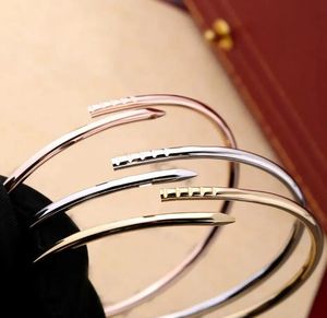 Nowa designerska luksusowa bransoletka 3 mm cieńsza bransoletka paznokciowa moda unisex mankiet bransoletka para bransoletka złota tytanowa stalowa bransoletka Walentynkowe prezent