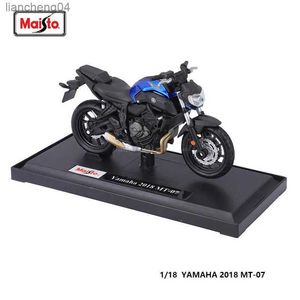 Diecast Model Cars Maisto 1 18 Yamaha MT-07 2018 äkta motorcykel statisk modell die cast bil samlarobjektpresent leksaken Juguetes leksakbil