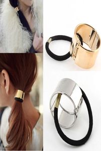 Mode Promotion Metal Hair Band Round Trendy Punk Metal Hair Cuff Stretch Ponytail Holder Elastic Rope Band Tie för Women8558845