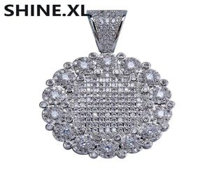 Hip Hop Round Cluster Medallion Gold Pendant Necklace Chain Charm Silver Color Bling Cubic Zircon Men Women for Gift4650680