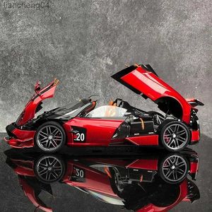 DIECAST Model samochody Nowe 1/18 Pagani Huayra BC Alloy Sports Car Model Diecast Metal Racing Car Vehing Dźwięk i lekka symulacja dla dzieci Prezent zabawek dla dzieci