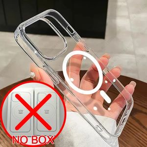 Magnetic Clear phone Case for iPhone 15 14 13 12 11 Pro Max Plus Mini