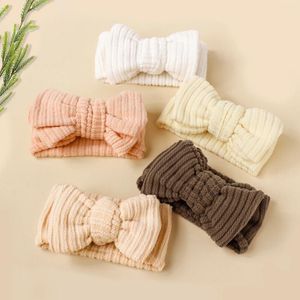 Hair Accessories Cable Bow Baby Headband For Born Elastic Knit Turban Girls Bows Soft Nylon Kids Double Layer Headwear