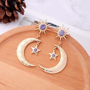 Dangle Earrings Bohemia Handmade Crystal Moon Star Drop Earring For Women Female Boho Fashion Jewelry
