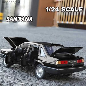 DIECAST Model Cars Diecast 1 24 Volkswagen Santana Classic Model Dźwięk samochodu i lekki prezent dla kolekcji chłopaków Hobby obecne z dziećmi