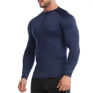 Calças masculinas outono e inverno zíper alto pescoço rápido algodão atlético tops homens juniores verão blusas yoga wear treino correndo