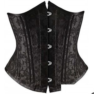 BUSTIERS CORSETS VIP BOX ve EKSTRA JACQUARD Underbust Siyah Bel Eğitmeni Korse Damla Teslimat Giyim iç çamaşırı w otoqv