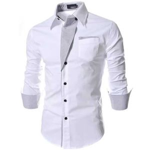 Men's Casual Shirts White Striped Shirts Mens 2023 Long Sleeved Business Slim Fit Male Shirt Black Social Clothes Camisa Masculina Vetement HommeL2404