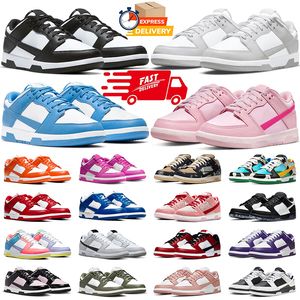 Homens Mulheres Designer Sapatos Panda Branco Preto Triplo Rosa Cinza Nevoeiro Médio Azeitona Fúcsia Verde Maçã Rosa Sussurro GAI Mens Trainer Sneaker