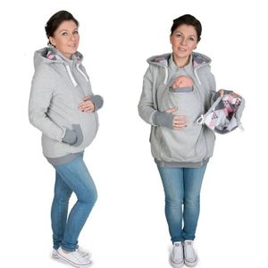 Moderskap Hoodie Coat Three-in-One Hoodie Winter Kangaroo Pocket Maternity Sweater Jacket för gravida kvinnor överdimensionerade hoodie 240219