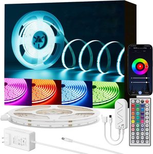 RGB kolorowe inteligentne ściemnianie 12V 24 VCOB pasek Neon pasek LED miękki pasek paski do salonu lampa atmosfera