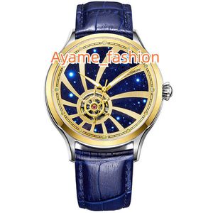 Luxury Gold Plated Brand Your Skeleton Rudder High Quality Mens Automatic Watch