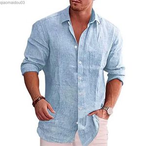 Camisas casuais masculinas elegantes mass de linho de linho de algodão de lama de lapidação de lapela de lapela de lapela de lape