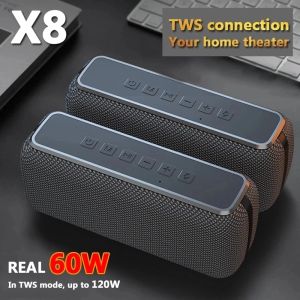 Altoparlanti X8 60w Altoparlante Bluetooth portatile Tws Bass Soundbar Subwoofer stereo per computer Amplificatore audio esterno impermeabile Scheda musicale