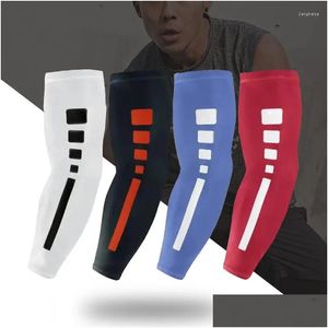 Dirsek Diz Pedleri 2 PCS Hızlı Kuru UV Koruma Koşu Kolları Basketbol Futbol Fitness Armguards Sports Bisiklet Isıtıcıları Damla Oth1f