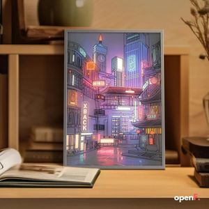 Anime LED Beautiful city night view light paintingHD picture n bezel usb plug Dimming Romantic home decorations lamp 240220