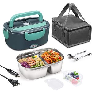 Rostfritt stål Electric Lunch Box 220V 110V 24V 12V PORTABLE PICNIC Office Home Car Heat Food Heated Warmer Container Set 240219