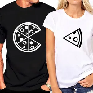 Women's T Shirts Women Loose Summer Top And Men T-shirt Pizza Printesd Funny Shirt Couple For Lovers Tee Arrival