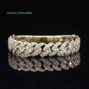 Niedriger Preis, Rundschliff-Moissanit-Diamantring, vergoldetes 925er-Sterlingsilber, Miami-Kubanisches-Ketten-Design, Hip-Hop-Ring