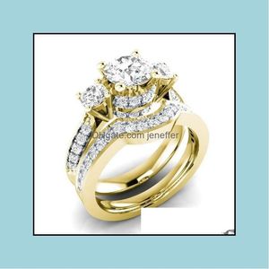 Solitaire Ring Yüzük Takıları 14K Altın Peridot Elmas Kadınlar İçin Set Anillos de Bizuteria Mujer Taş Bijoux Femme Erkekler Y1124 DROW D DHKK6