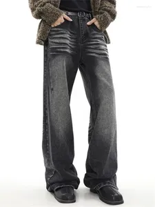 Men's Jeans Vintage Tie Dye Clothing Y2K Wash Wide Leg Pants Button Pocket High Street Trousers Loose A024