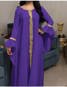 Etniska kläder Ramadan Dubai broderier bronsing maxi klänning muslimska kvinnor fest långärmad klänning islamisk eid lös mantel abaya kaftan