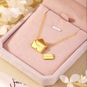 S925 silver jewelry Gold Plated Custom Engraved Envelope women Pendant Necklace Love Magnet Envelope Choker Necklace mother's day gift