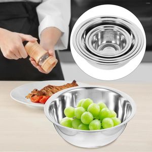 Conjuntos de louça 5 pcs bacia multiuso com escala tigelas de aço inoxidável para misturar salada acessório de cozinha