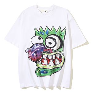 T-shirt Hip Hop stampata a fumetti Uomo Donna T-shirt estive in cotone bianco Abbigliamento streetwear