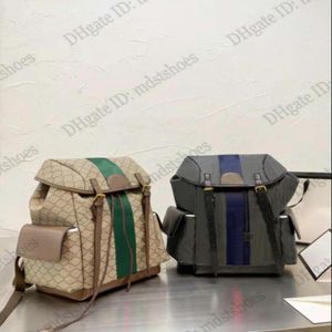 Mochila média Ophidia de lona revestida com monograma marrom com teia vermelha e verde Mochilas masculinas de grande capacidade em bege Ebony3210