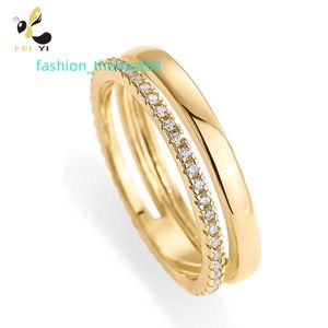 Zirkonia Diamant 18K vergoldet Eheringe Schmuck Frauen Anel Ouro Bague En Or Anillos De Oro Goldringe Ringar Ringen