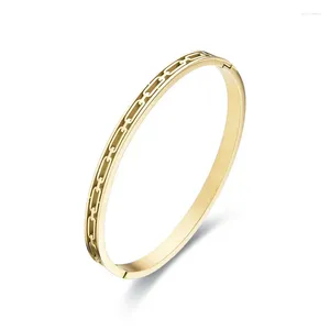 Bangle FYSARA Hollow Out Design Imitation Buckle Chain Bracelet Stainless Steel Carved For Women Jewelry Romantic Gift