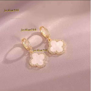 Studdesigner Four-Leaf for Women Senior Classic Small Fragrant Wind New Clover Earrings Gold Light Flash Unisex Gift