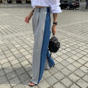 Jeans da donna Hit Color Pantaloni in denim blu sfumato a vita alta da donna Pantaloni streetwear chic con tasca con cerniera per mamma