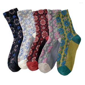 Frauen Socken 1/2/3 Paar Koreanischen Stil Herbst Winter Lange Baumwolle Bequeme Mode Fuß Sets Drucken Blume Kawaii Weibliche